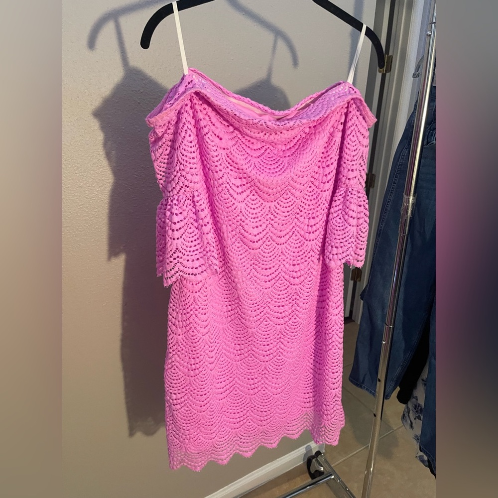 Lilly Pulitzer Pink Off-Shoulder Eyelet Lace Dress - Picture 11 of 11